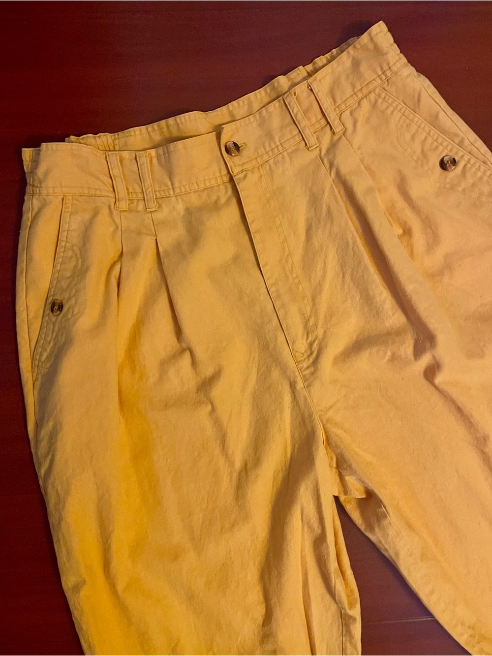 VNTG 80’s Style Women’s Casual High Waisted Peach Chino Pants - Picture 2 of 5